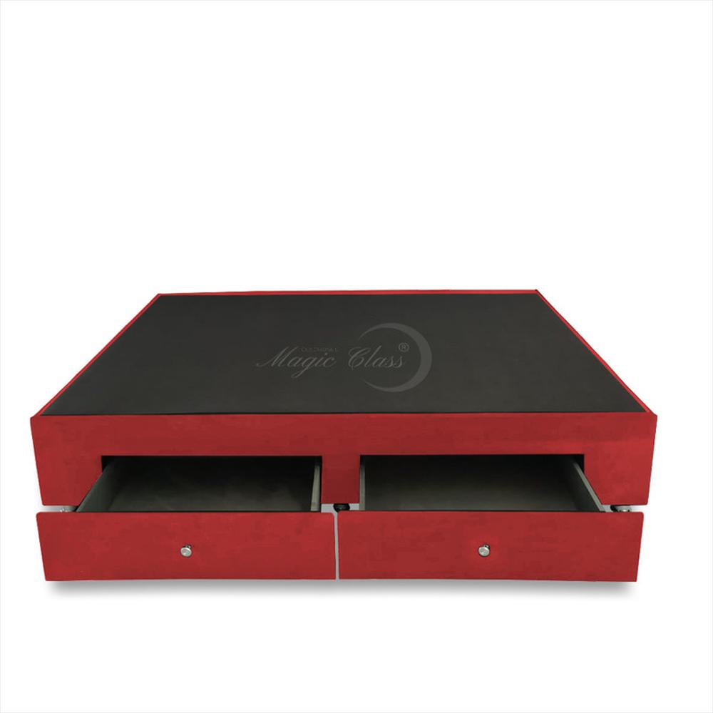 Base Cama Magic Class Con Cajones 140X190 Microfibra Rojo img #3