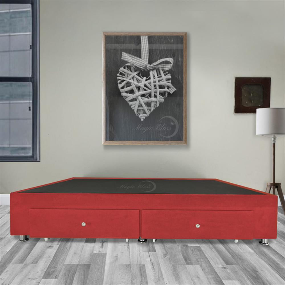 Base Cama Magic Class Con Cajones 140X190 Microfibra Rojo img #4