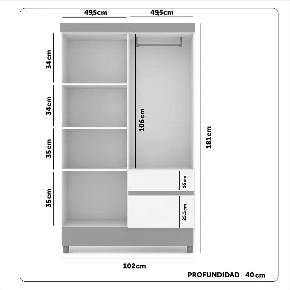 Closet 4 Puertas Con 2 Cajones Bonic Marrón/Blanco Apagado-1749659077069