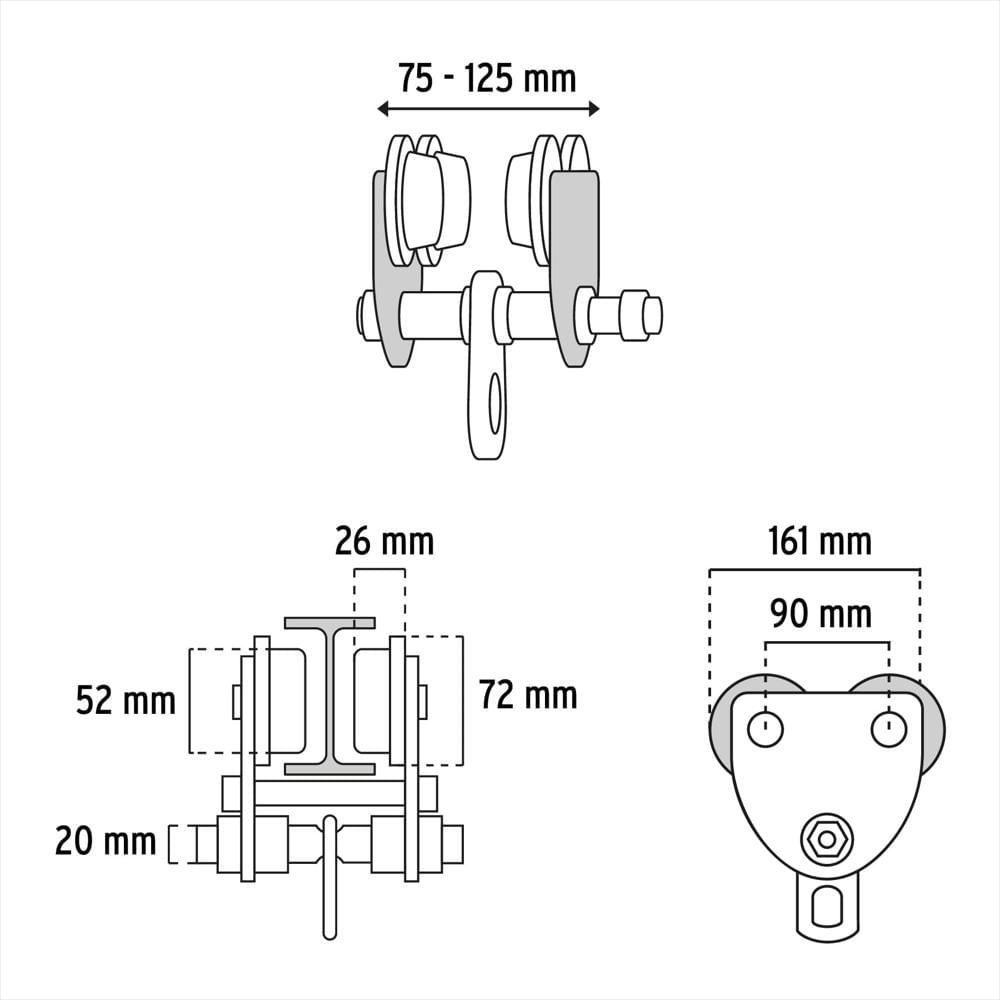Trole De Carga Vigas Ips E Ipr Ajustable De 1/2 Tonelada Truper img #3