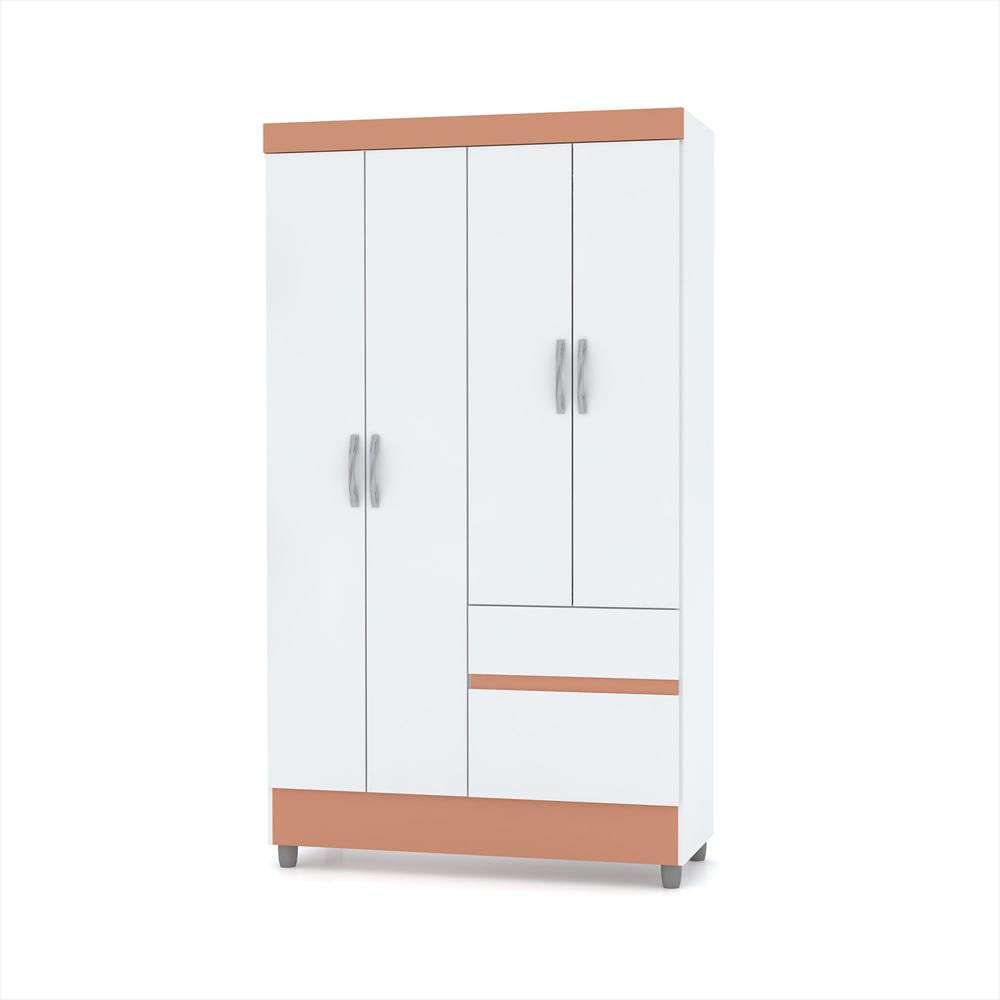 Closet 4 Puertas Con 2 Cajones Bonic Blanco/Salmón Flex-1750256805917
