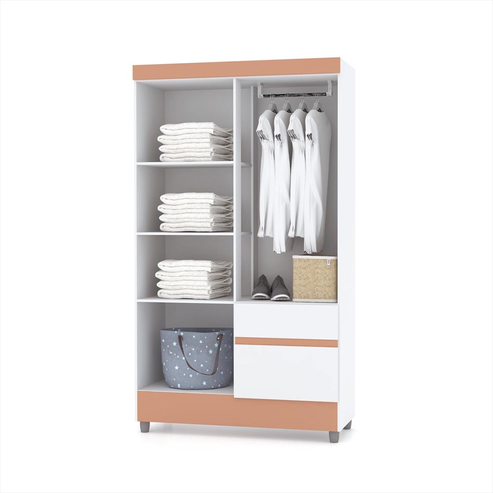 Closet 4 Puertas Con 2 Cajones Bonic Blanco/Salmón Flex-1750256814307