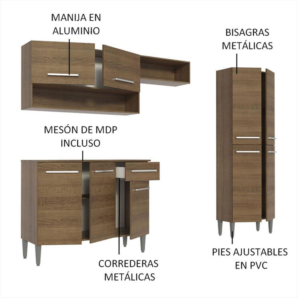 Cocina Integral Emilly Pop 2.30 Metros Marrón-1750335153172