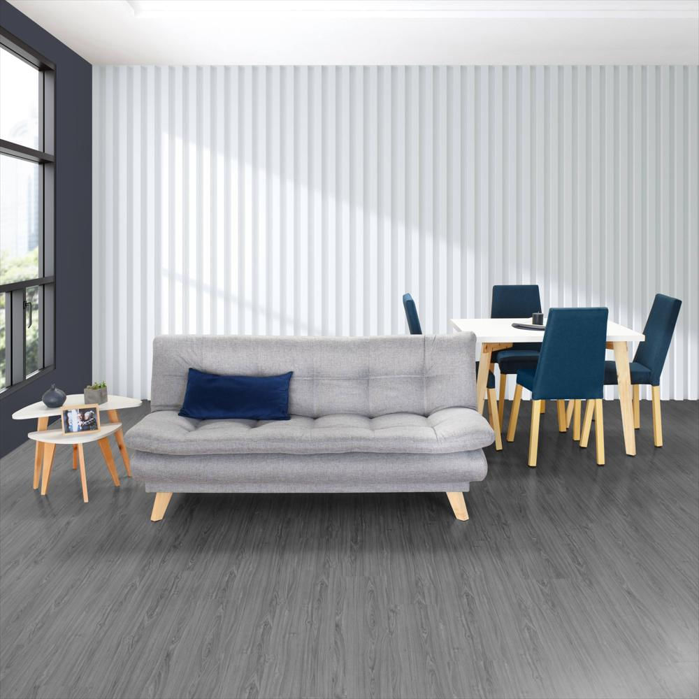 Combo Sofa Cama Munich Plata + Comedor 4 Puestos Lugo Matiz Sillas Viena 408X284x92 Azul-1751043276779