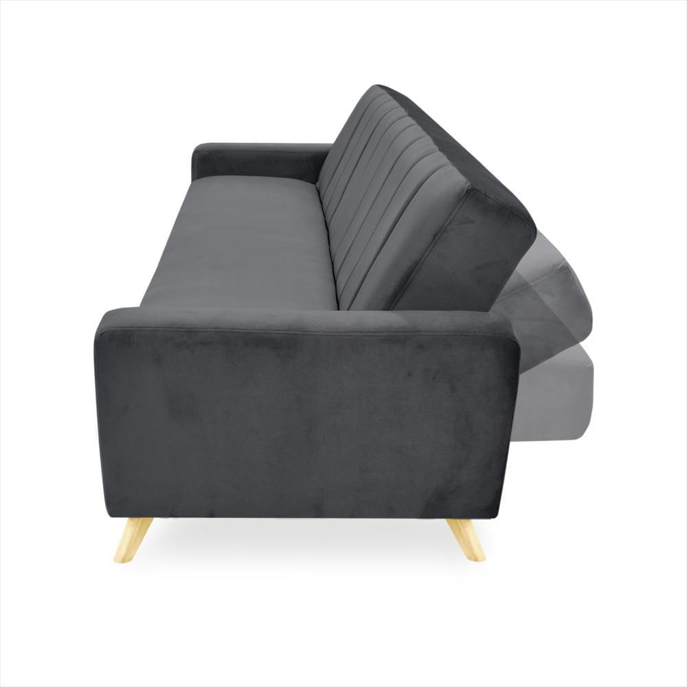 Sofa Cama Reclinable Dominic 206X90x80 Tela Gris Pet Friendly-1751043510254