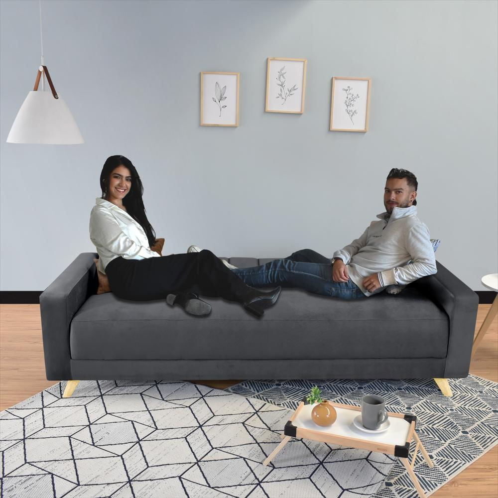 Sofa Cama Reclinable Dominic 206X90x80 Tela Gris Pet Friendly-1751043518071