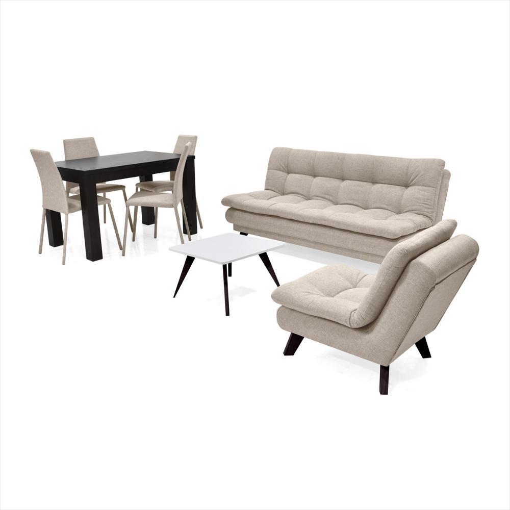 Combo Sala Con Sofa Cama Munich Toulouse + Comedor 4P Merida Sillas Venecia 474X271x94 Beige-1751050853657