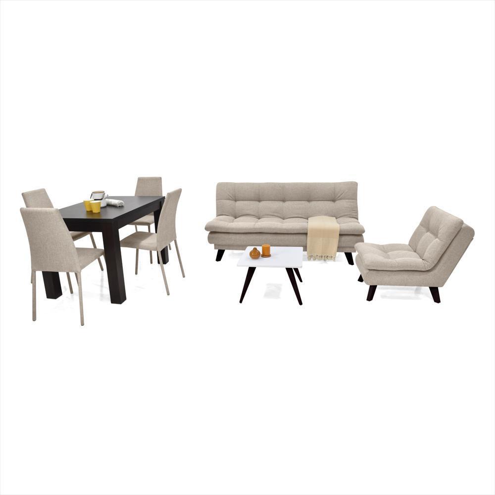 Combo Sala Con Sofa Cama Munich Toulouse + Comedor 4P Merida Sillas Venecia 474X271x94 Beige-1751050883088