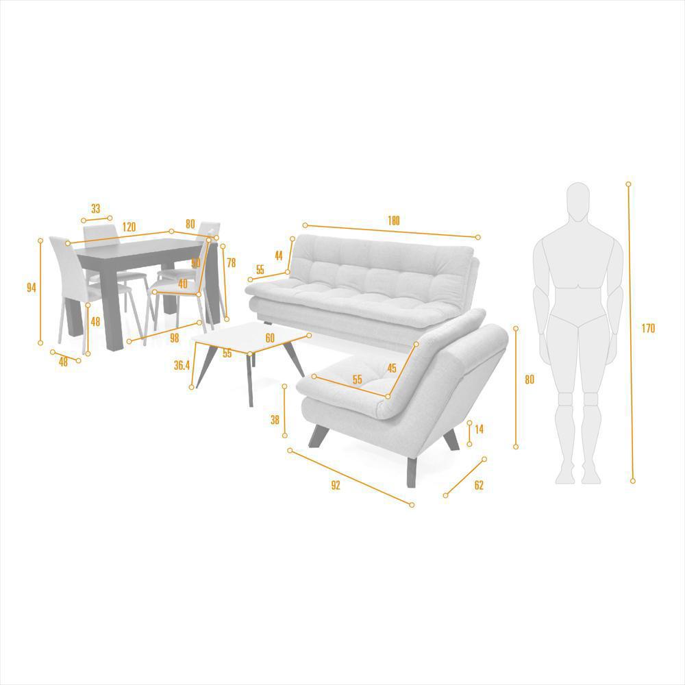 Combo Sala Con Sofa Cama Munich Toulouse + Comedor 4P Merida Sillas Venecia 474X271x94 Beige-1751050896063