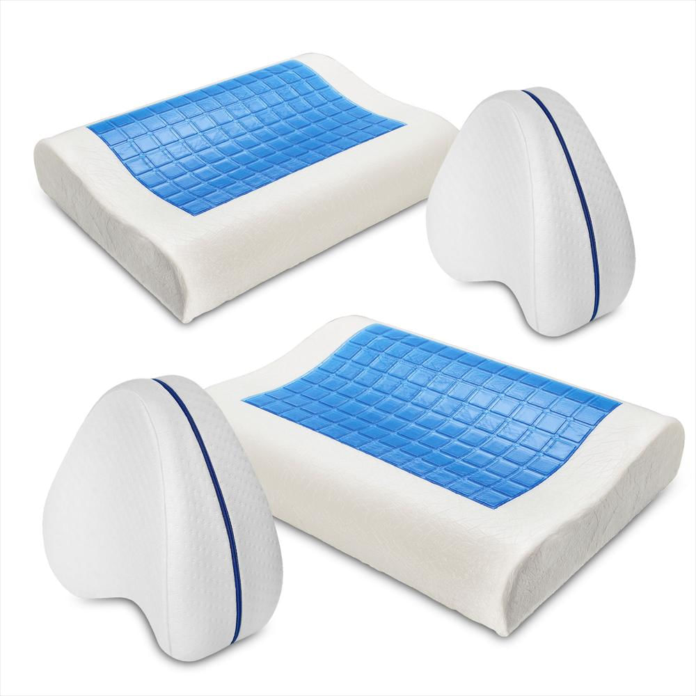 Set X4: 2 Almohadas Con Gel +2 Almohadas Ortopédica De Apoyo-1752239033385