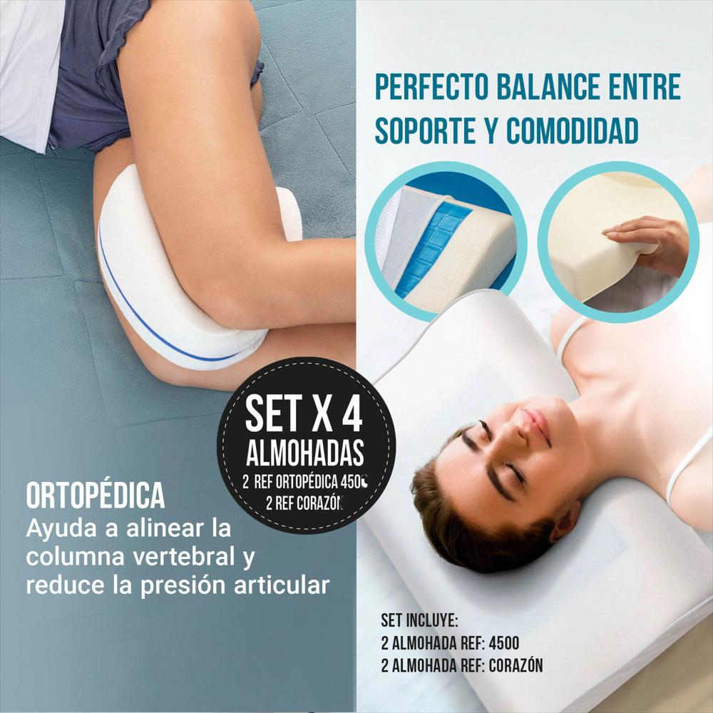 Set X4: 2 Almohadas Con Gel +2 Almohadas Ortopédica De Apoyo-1752239057988