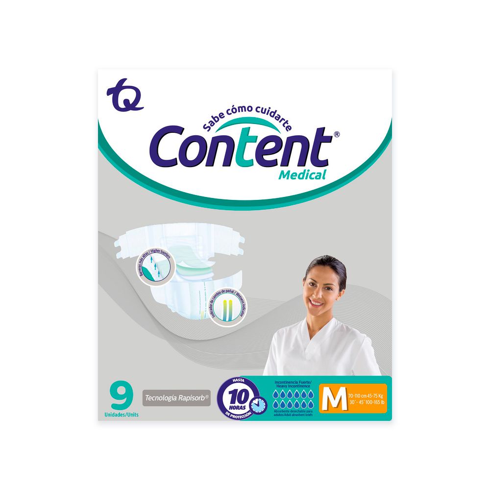 Pañales para adultos CONTENT teconología rapisorb, talla M (9  und) img #1
