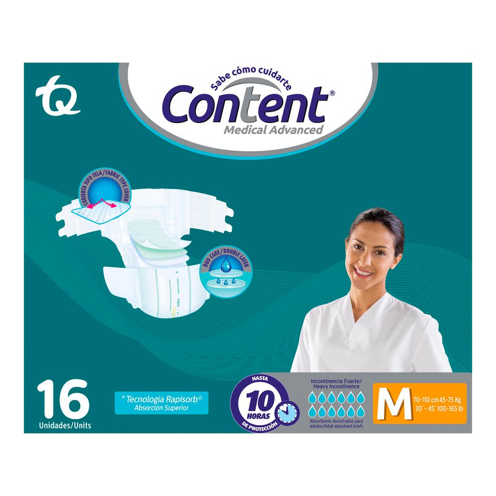 Pañales para adultos CONTENT teconología rapisorb, talla M (16  und) img #1