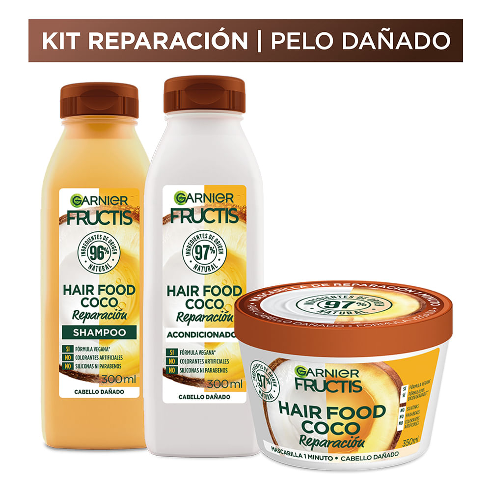 Tripack Hair Food Coco Fructis Shampoo + Acondicionador + Mascarilla img #2