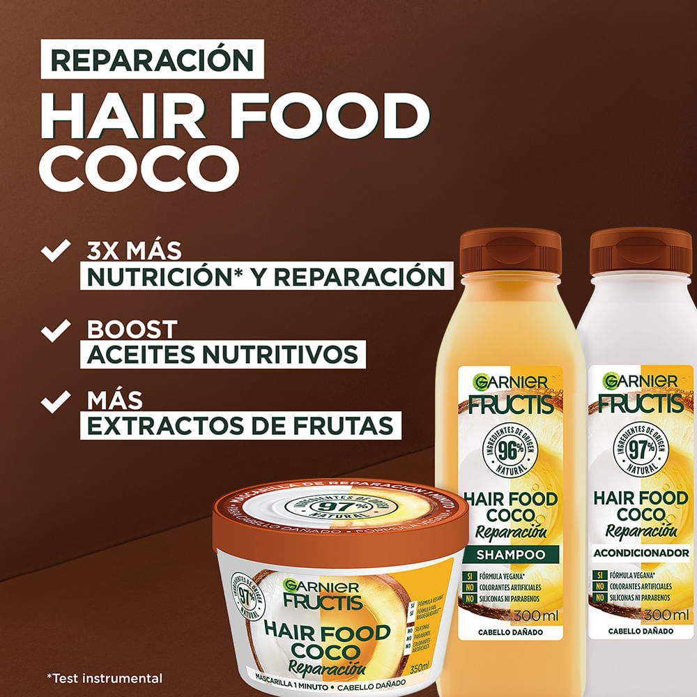 Tripack Hair Food Coco Fructis Shampoo + Acondicionador + Mascarilla img #3