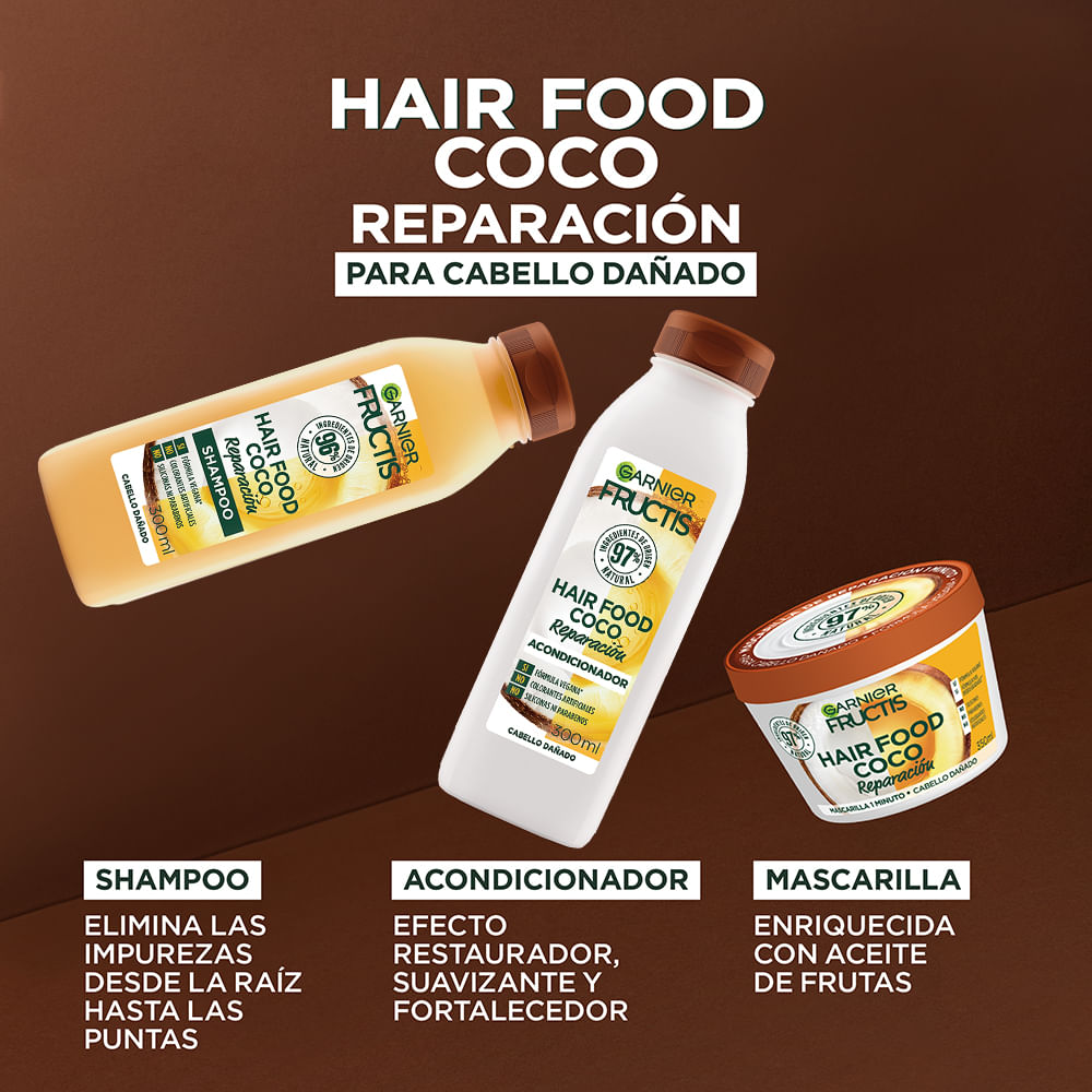 Tripack Hair Food Coco Fructis Shampoo + Acondicionador + Mascarilla img #5