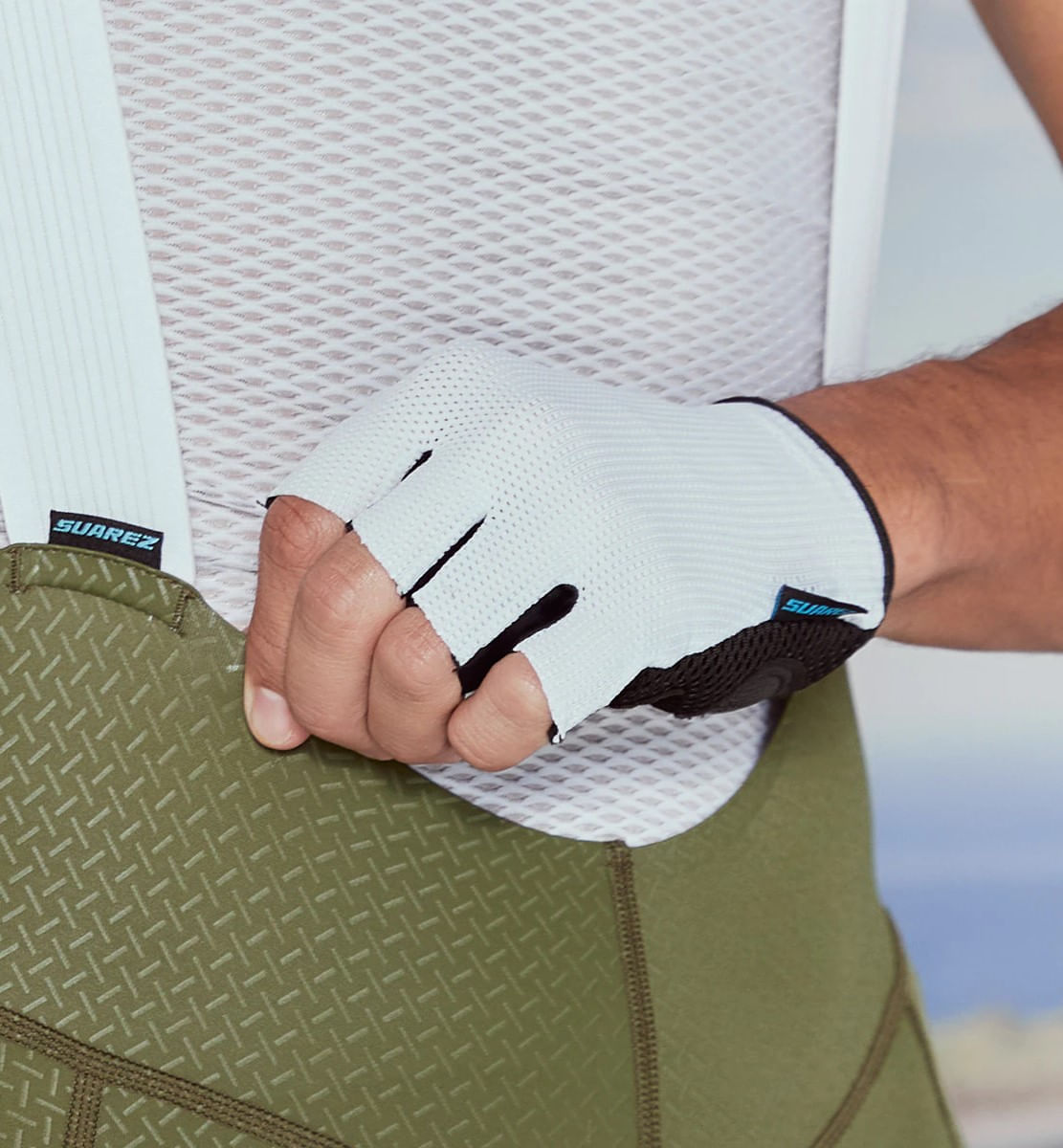 Guantes De Ciclismo Cortos Suarez Sallow White img #3