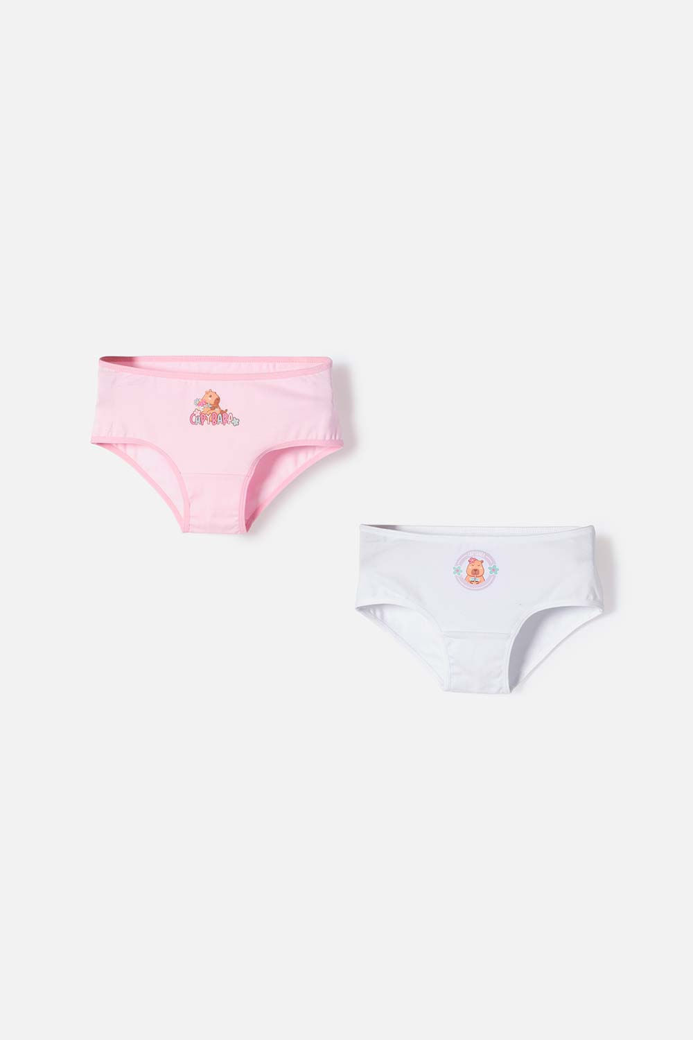 Pack X2 panties de Capybara rosa y blanco para niña 12