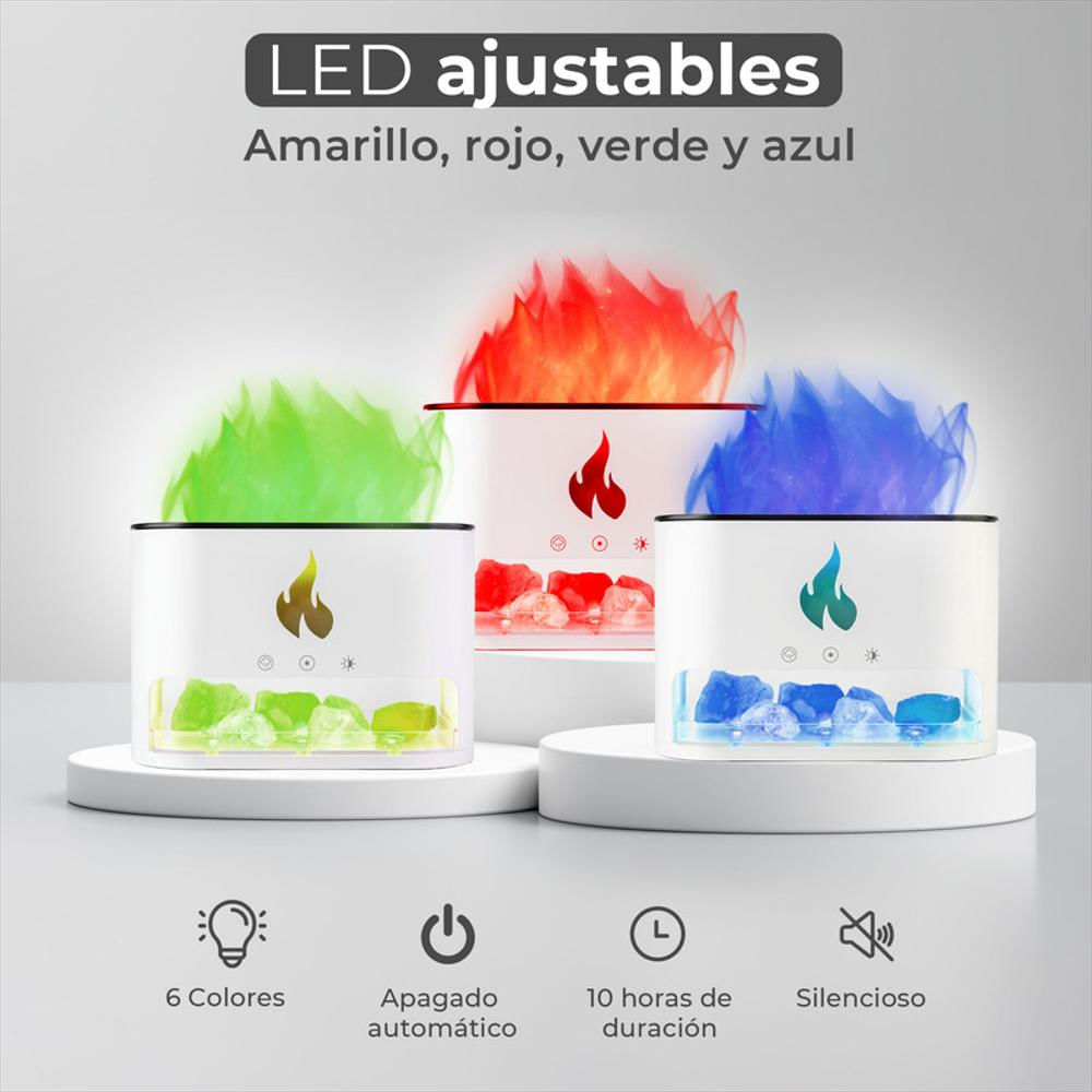 Humidificador Y Difusor De Aromas Efecto Llama Y Luces Led Blanco img #4