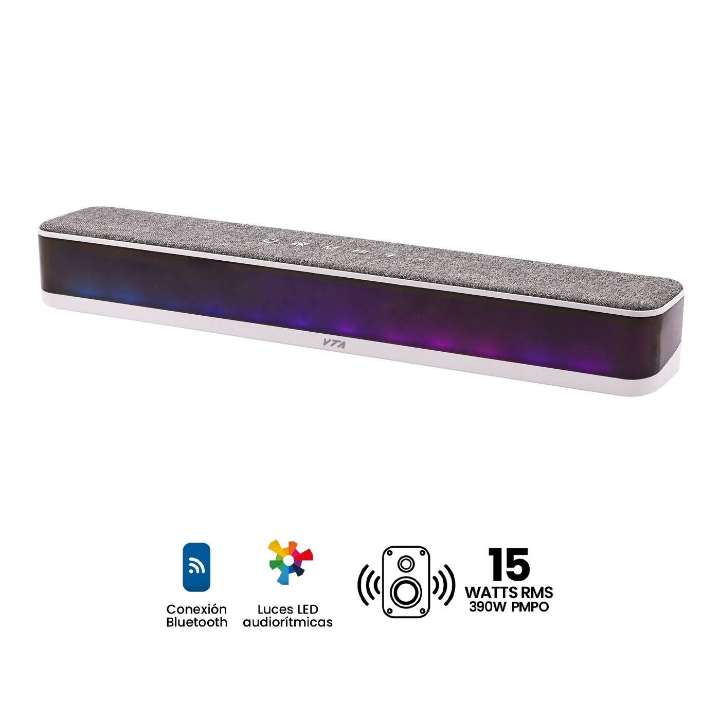 Parlante Barra Bluetooth Vortex 15W VTA con Luces LED y USB img #6