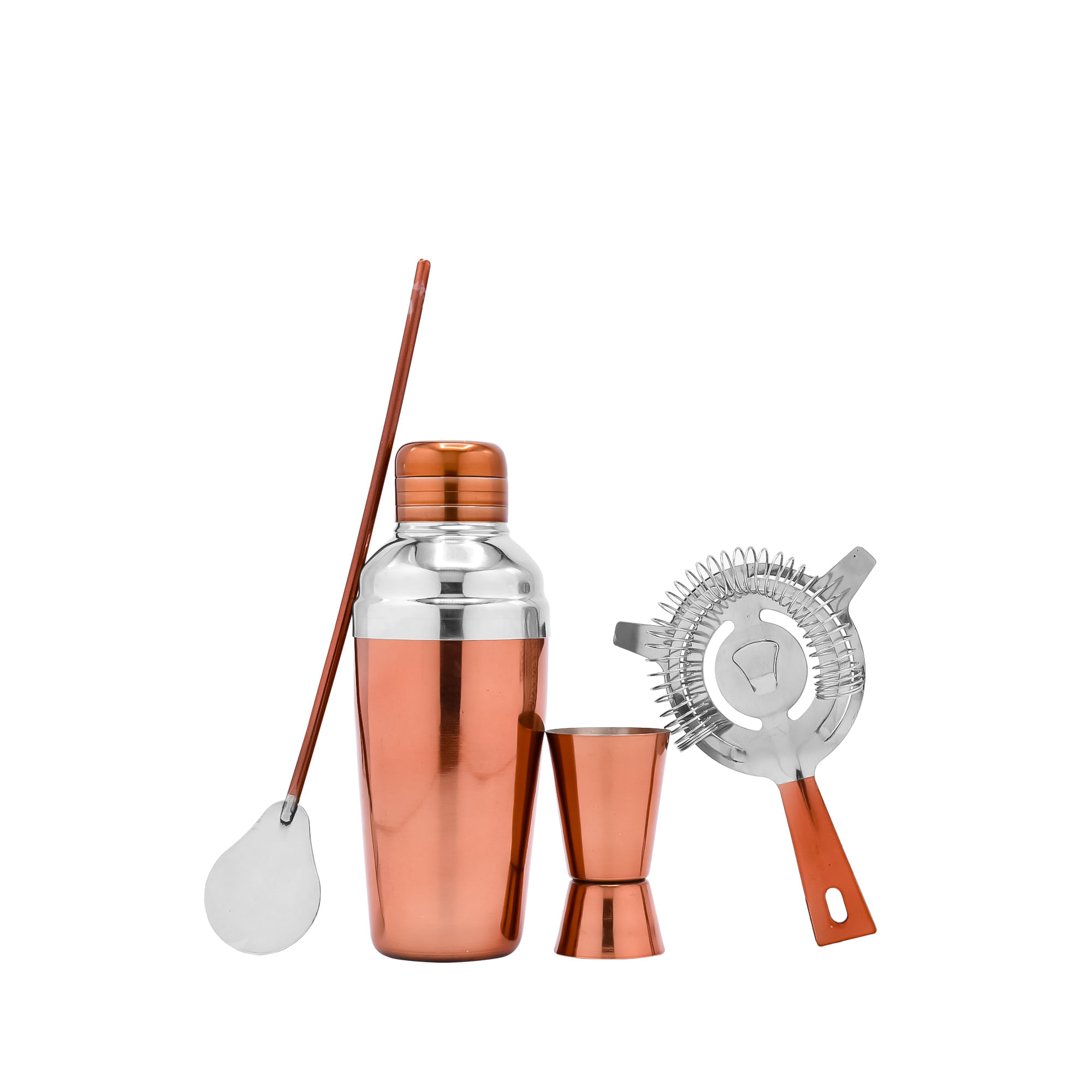 Kit de Coctelería Tezzio Color Oro Rosado 4 Piezas Acero Inoxidable img #1