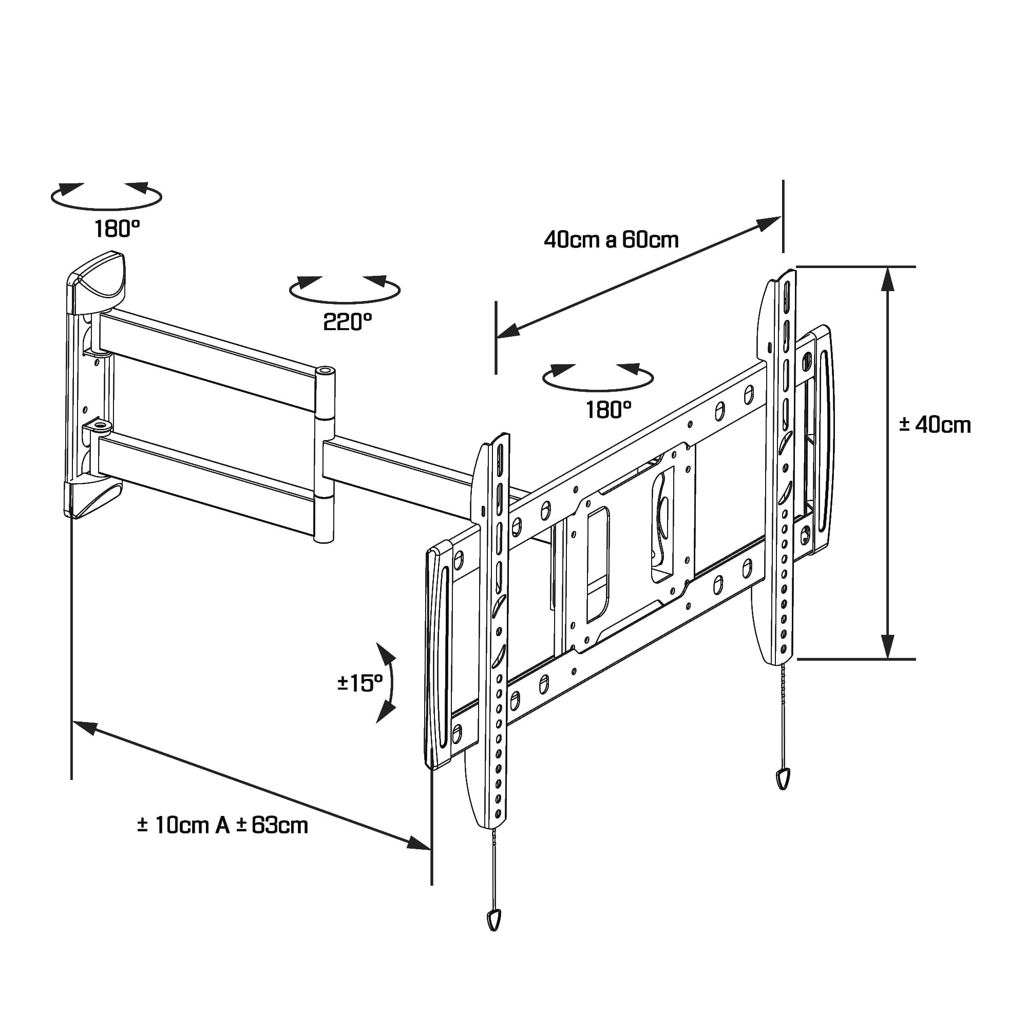 Soporte de Pared Extensible Doble Brazo Tezzio para TV LED, LCD, Curvos y Plasma (32" - 63") img #3