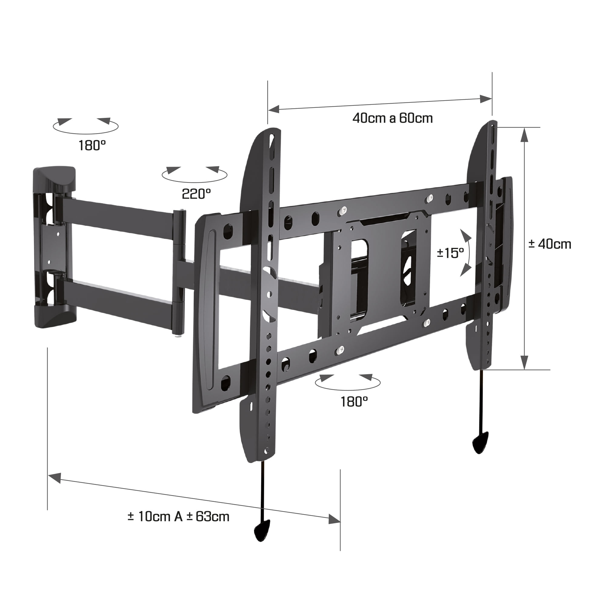 Soporte de Pared Extensible Doble Brazo Tezzio para TV LED, LCD, Curvos y Plasma (32" - 63") img #4