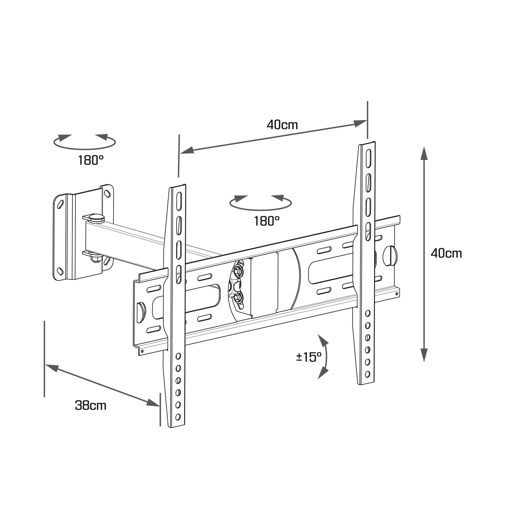 Soporte De Brazo Ajustable De Pared Tezzio Para TV LED, LCD, Plasma y Curvos (26"-55") img #5