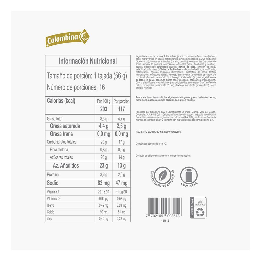 Torta de helado COLOMBINA frutos del bosque (900  gr) img #2