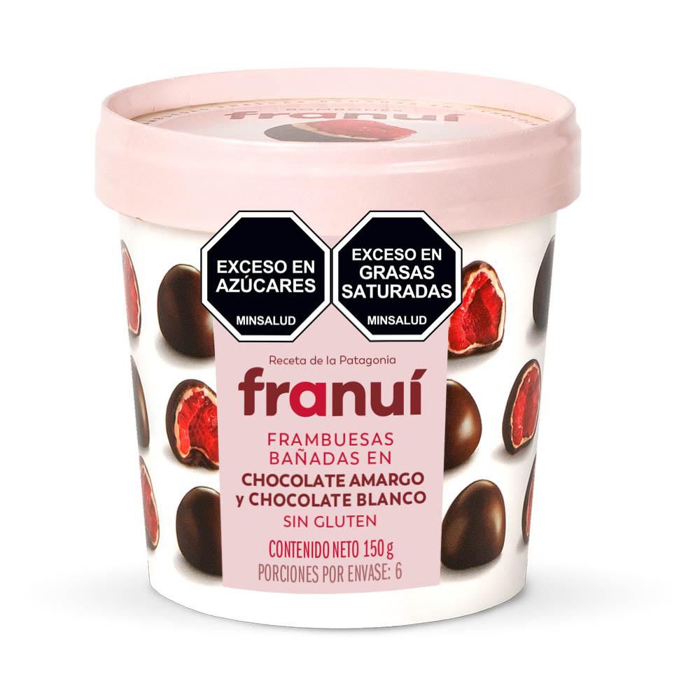 Frambuesas FRANUI bañadas chocolate blanco y amargo (150  gr) img #1