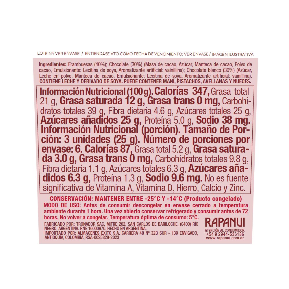 Frambuesas FRANUI bañadas chocolate blanco y amargo (150  gr) img #2