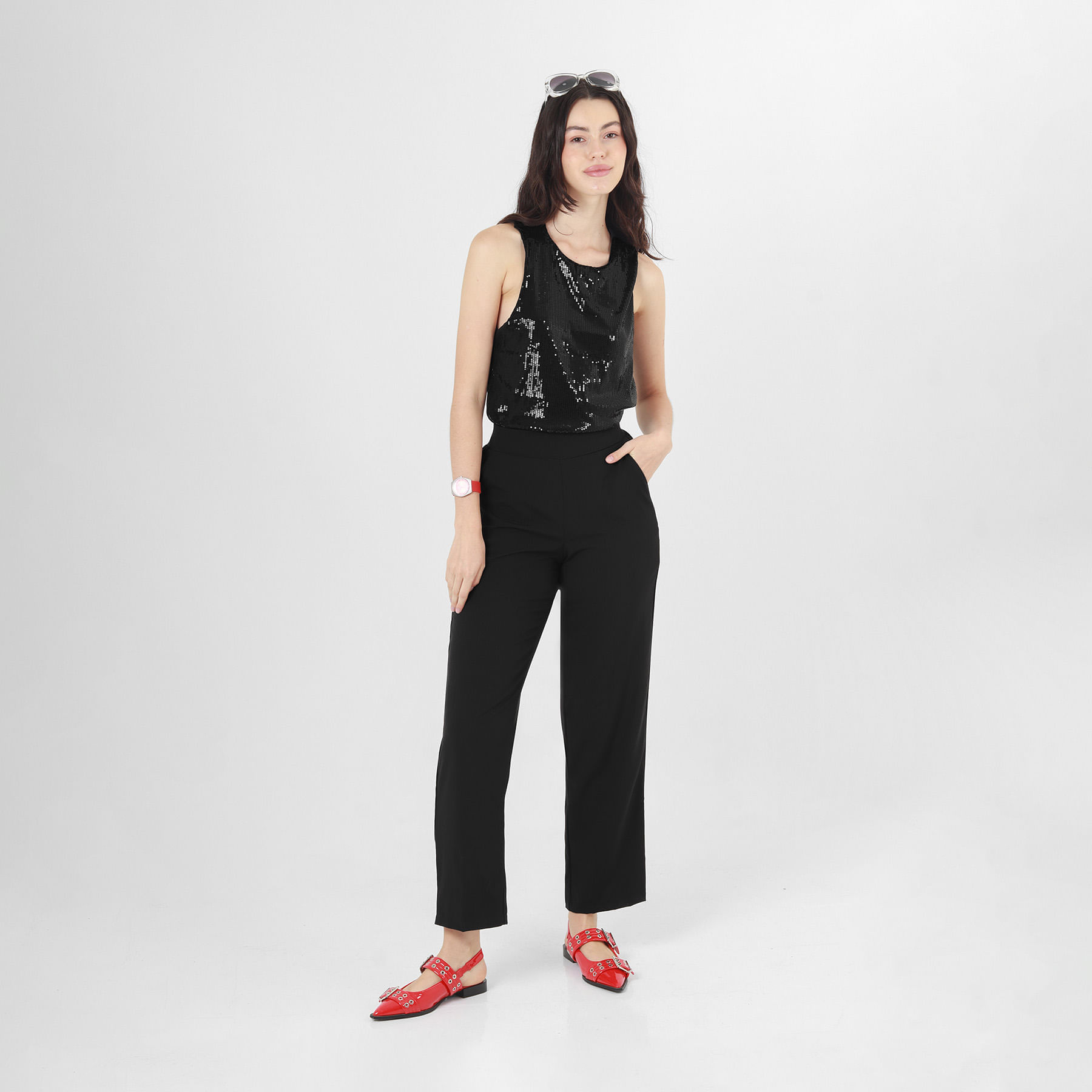 Pantalon Tiro Medio Bota Recta COLOR-NEGRO-10