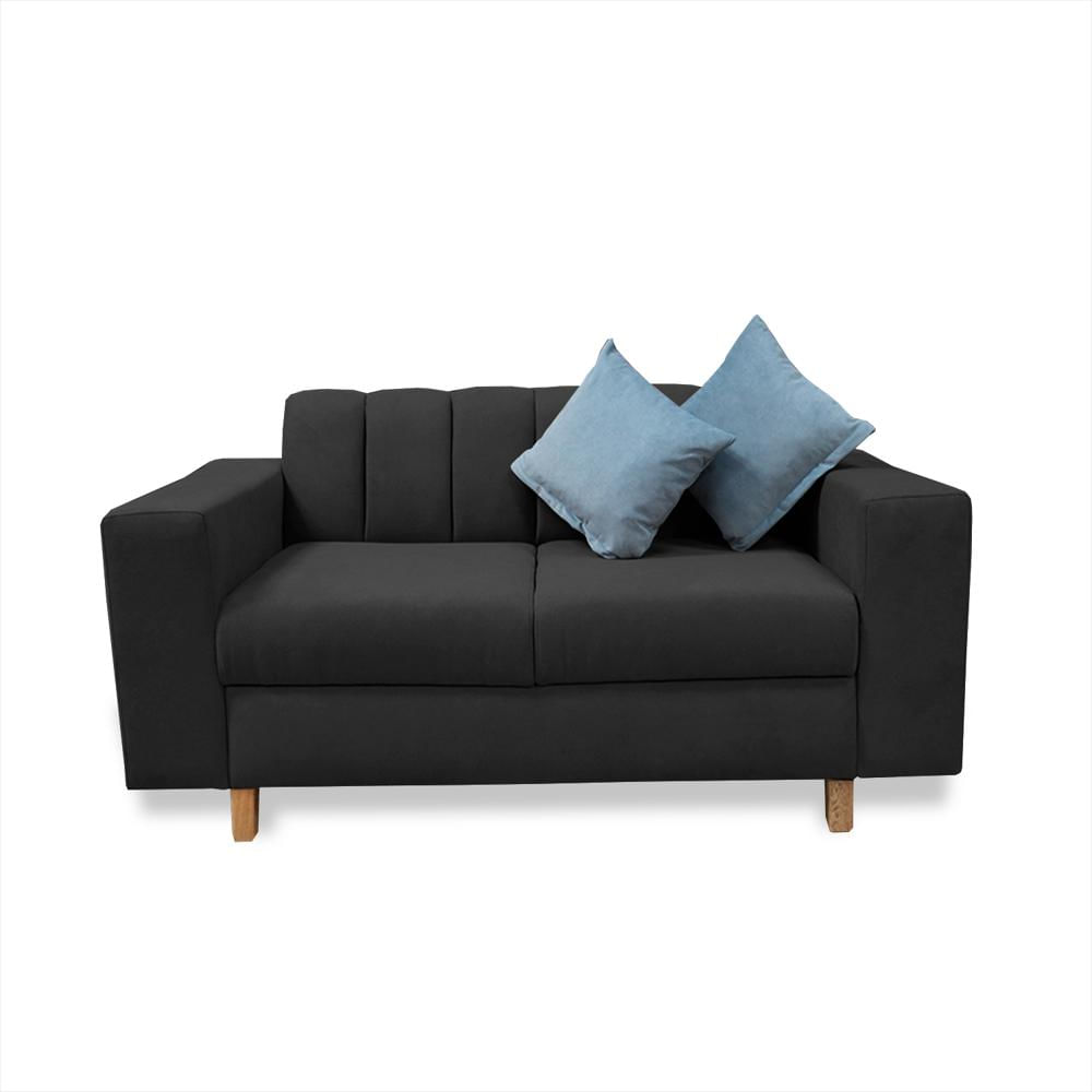 Sofa Noah 2 Puestos Negro + Cojines img #1