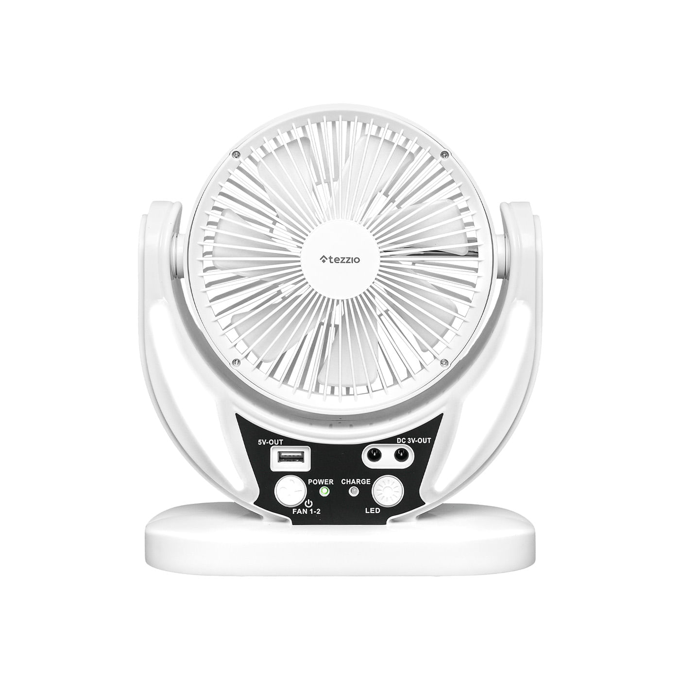 Ventilador de Mesa Recargable 6” con Panel Solar, Bombillos DC y Puerto USB – 15W img #1