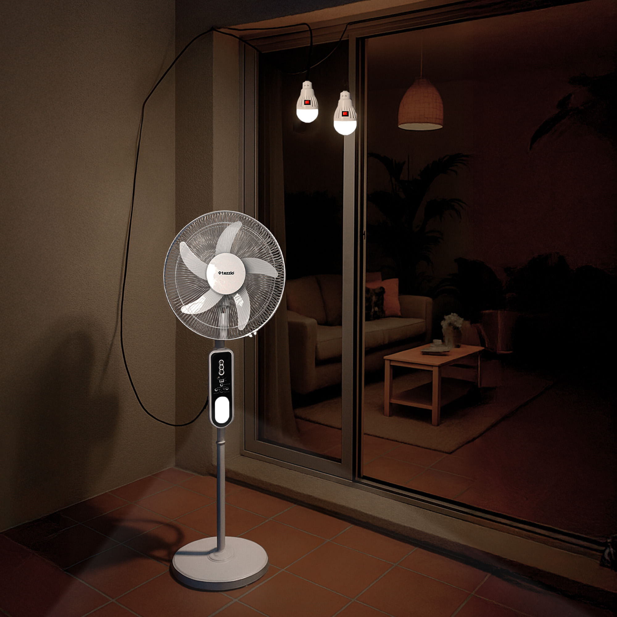 Ventilador 3 en 1 Recargable 16” Tezzio – Pared, Mesa y Pedestal, LED, USB, Panel Solar img #8