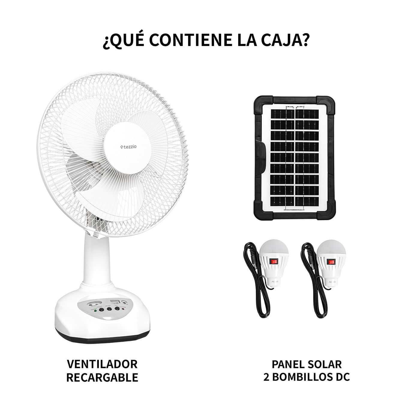 Ventilador de Mesa Recargable 12” con Panel Solar, Bombillos LED y Puerto USB – 35W img #7