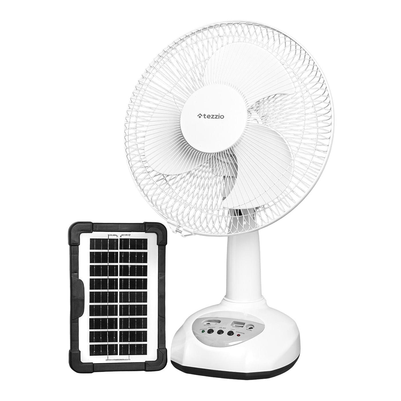 Ventilador de Mesa Recargable 12” con Panel Solar, Bombillos LED y Puerto USB – 35W img #4