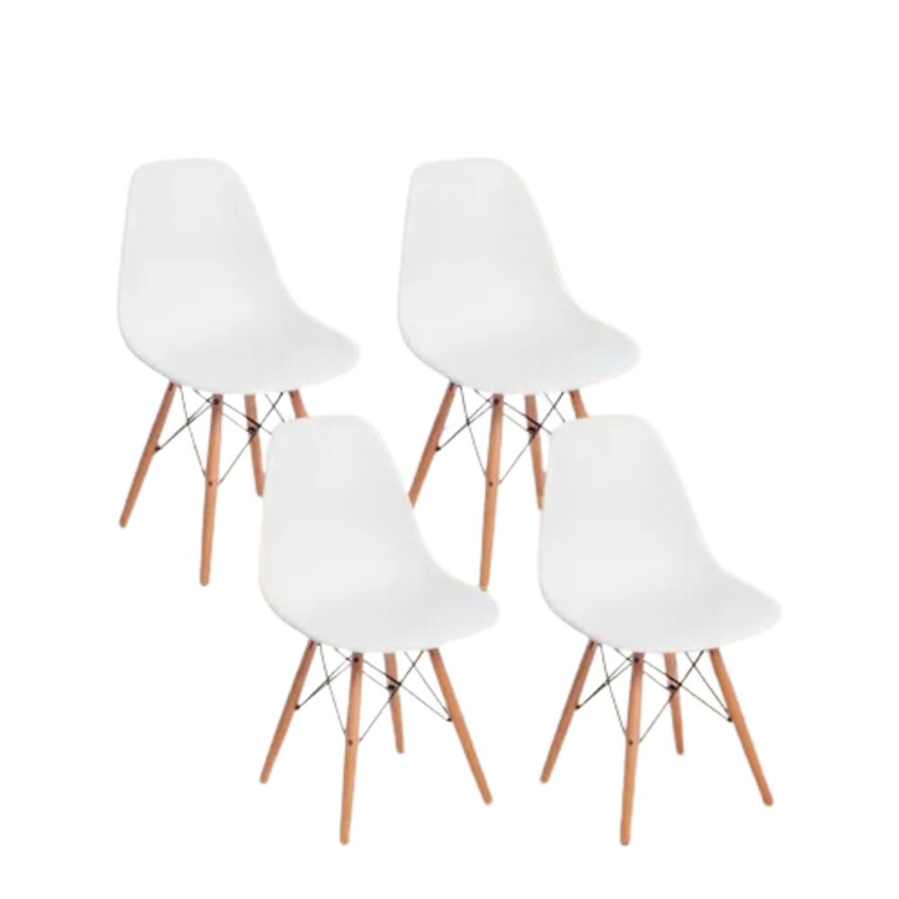 Set 4 Sillas Eames Eiffel Moderna Marca Mq Blanco img #1