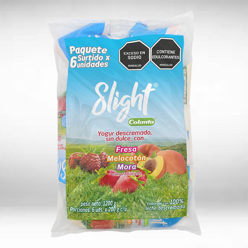 Yogurt SLIGHT descremado sin dulce surtido x6und (1200  gr) img #1