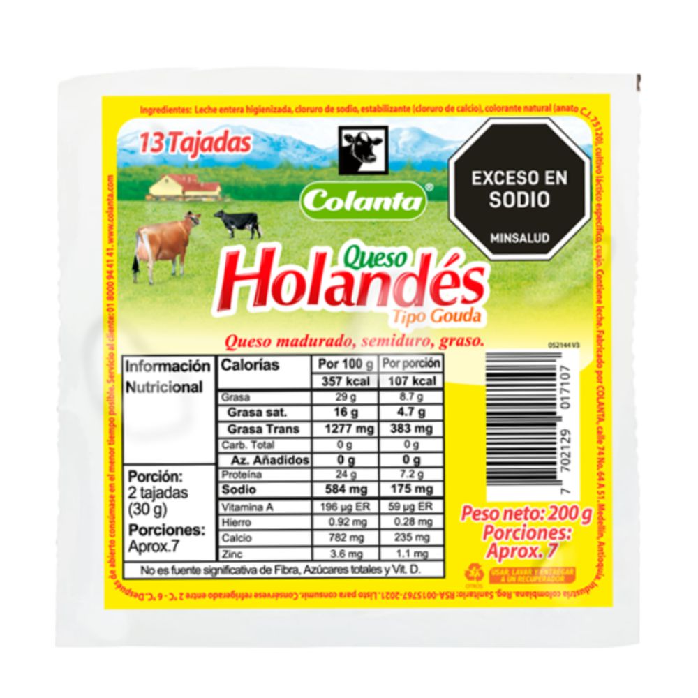 Queso holandés COLANTA madurado semiduro graso (200  gr) img #1