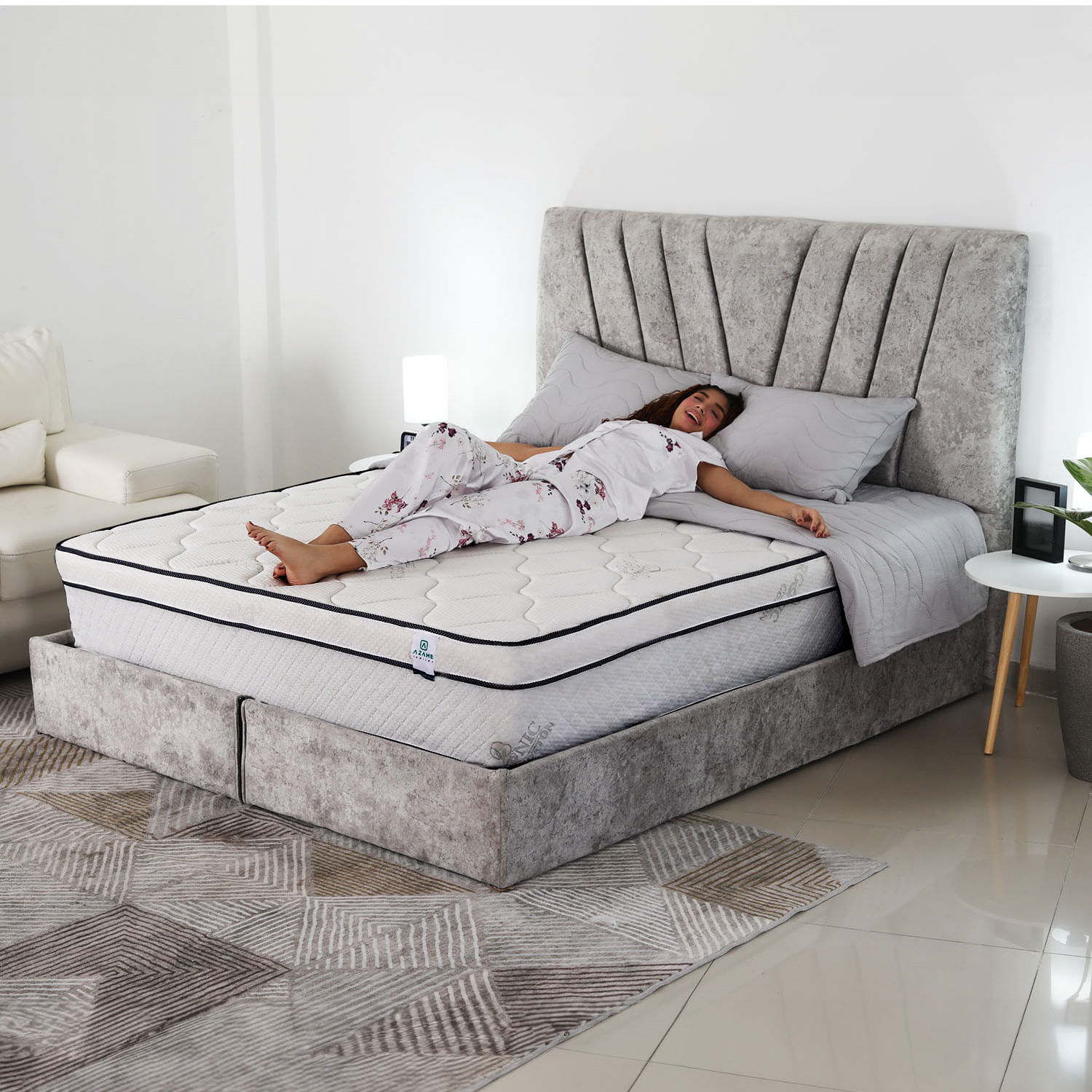 Colchon Enrollado Luxury Sencillo Ortopedico Firmeza Media Resortes Pocket Tela Antiflama 100x190cm img #6