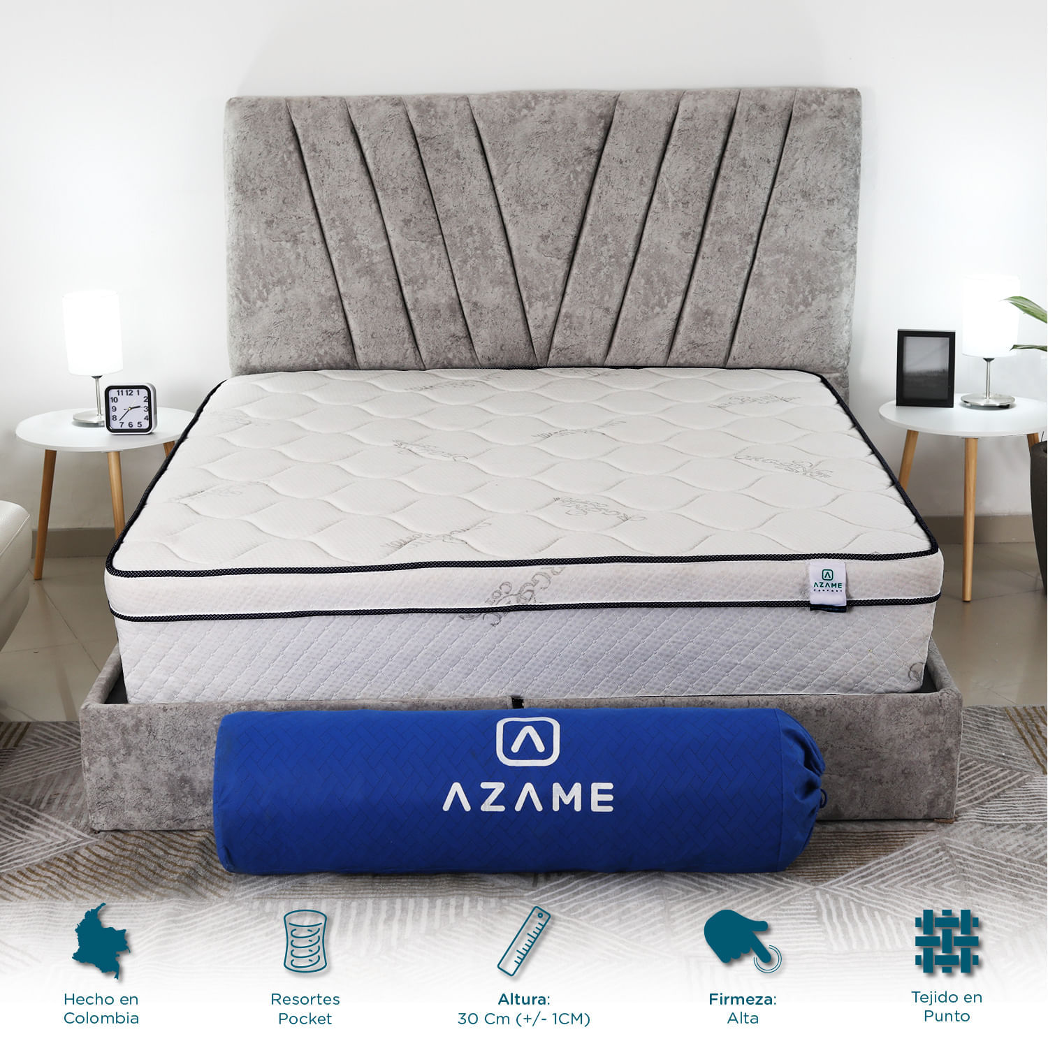 Colchon Enrollado Luxury Semidoble Ortopedico Firmeza Media Resortes Pocket Tela Antiflama 120x190cm img #1
