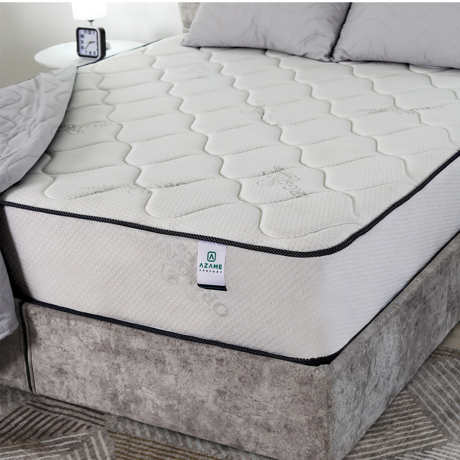 Colchon Enrollado Deluxe Queen Ortopedico Firmeza Media Resortes Pocket Doble Lado Encajonado en Espuma Tela Antiflama 160x190cm img #10
