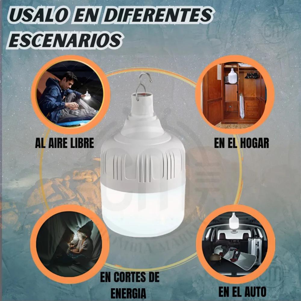 Bombillo Recargable Con Cable Usb 100W img #5