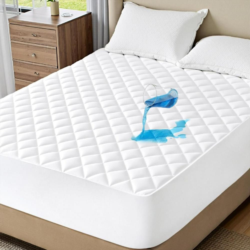 Protector Blanco De Colchón Antifluido Impermeable Queen img #1