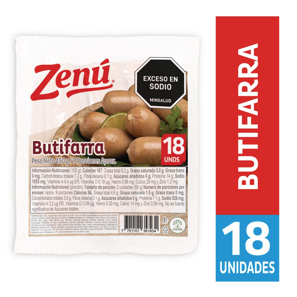 Butifarra ZENU mezcla carne de cerdo y pollo (450  gr) img #1