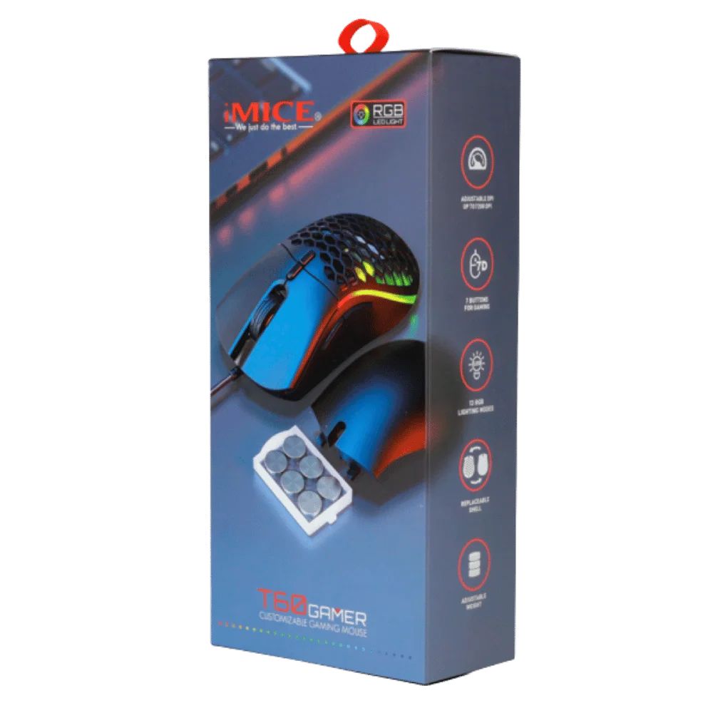 Mouse Gamer Usb Con Peso Rgb T60 80375 img #4