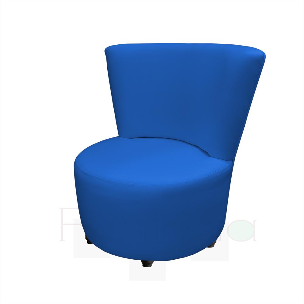 Puff Redondo Con Espaldar Azul img #1