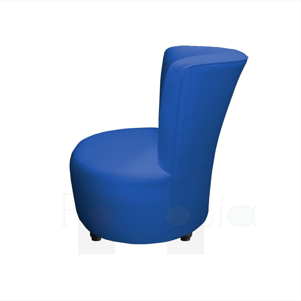 Puff Redondo Con Espaldar Azul img #2