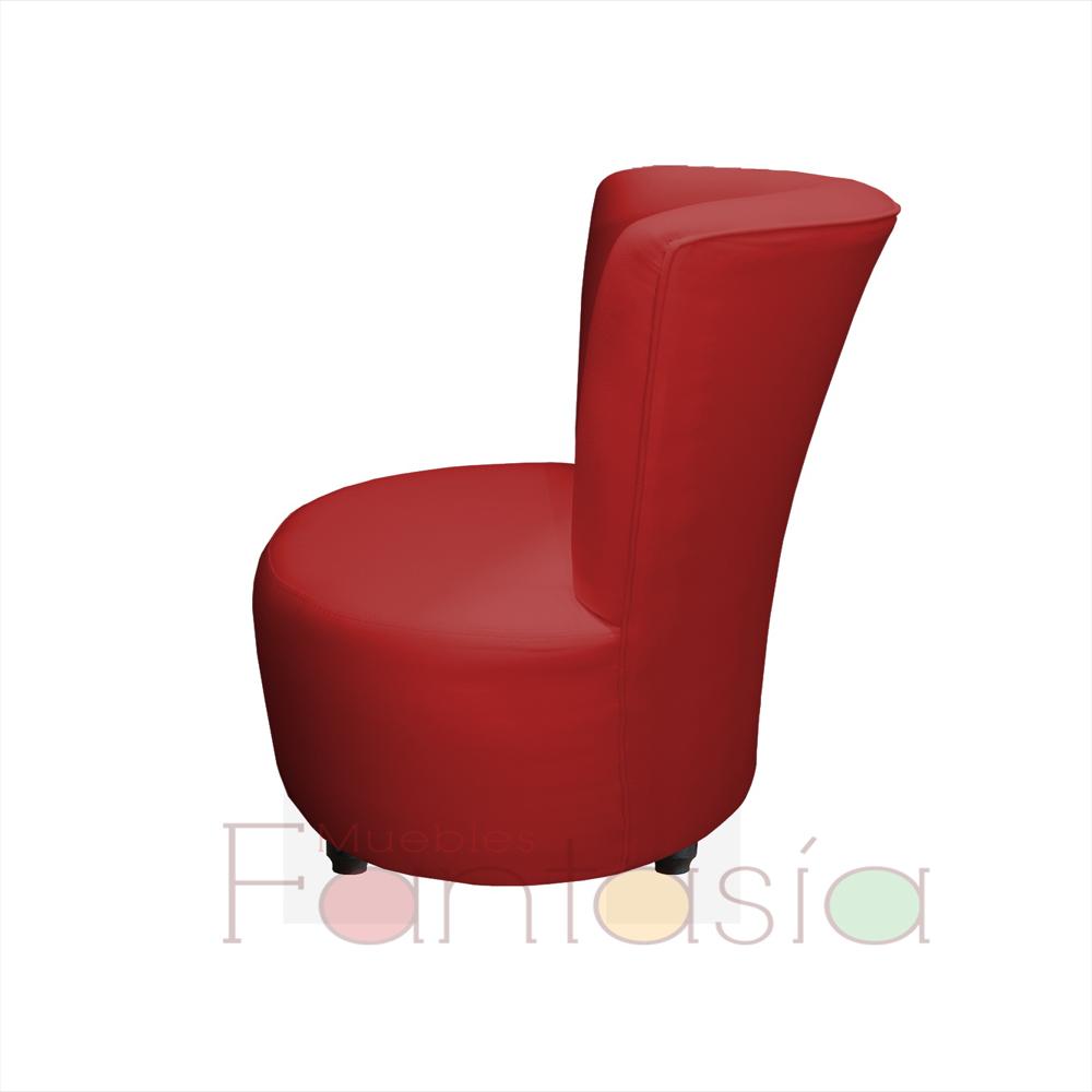 Puff Redondo Con Espaldar Rojo img #2